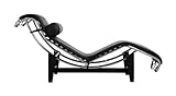 Vita Interiors Le Corbusier Style LC4 Chaiselongue, Leder, Schw