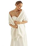 Zauberkutsche Brautschal Fein Strick Stola gestrickter Schal Ivory Brautjacke Feinstrick mit Acrylfasern Jacke Poncho Tuch Braut Hochzeit Brautkleid Strickjack