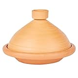 Marokkanische Tajine Topf zum Kochen | Schmortopf Unglasiert Tuareg Ø 31cm für 3 - 5 Personen | inklusive Rezepte und Gebrauchsanweisung | ORIGINAL Tontopf handgetöpfert aus Marokk