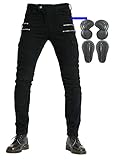 ziilay Herren Wasserdicht Motorradjeans Sportliche Motorrad Hose Mit Protektoren Motorradhose Jes05 Schwarz 34W
