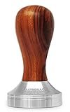 GASTROBACK 90614 Espresso-Tamper, Barista Profi, passend für alle Siebträger mit Ø 51 mm, schwere Ausführung aus rostfreiem Stahl mit Holzgriff, Holzgrif, Holz, silb