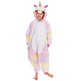 Spooktacular Creations Unisex Kinder Pyjama Plüsch Onesie Schlafanzug, Mädchen Jumpsuit Einhorn Tierkostüm Halloween Karneval Kostüm (Small, Pink)