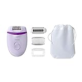 Philips Satinelle Essential Compact Epilierer BRE275/30 - Epilieren leicht gemacht, glatte Haut wochenlang, für Beine und empfindliche Breiche, mit Opti-Light, inkl. 4 Zubehörteile Purp