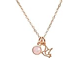 Gemshine Damen oder Mädchen Halskette TAUBE in 925 Silber, hochwertig vergoldet oder rose mit Rosenquarz. Nachhaltiger, qualitätsvoller Schmuck Made in Spain, Metall Farbe:Silber rose verg