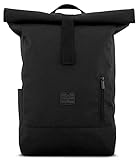 Johnny Urban Rolltop Rucksack Schwarz Damen & Herren Aaron Rucksäcke aus Recyceltem PET - Roll Top Backpack für Alltag, Uni, Reisen & Schule, Wasserabweisend, sehr Flexibel & mit Laptop F