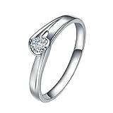 KnSam Damen Ring, Ehering Frau Weissgold Damen Ringe Gold Klassische Einfachheit Herz 18 K 750 Weißgold Hochzeitringe Für Damen Mit Diamant Weiß Gold Gr. 60 (19.1)