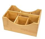 Holzkiste Bambus mit Griff 26 x 12 x 6 cm Flaschenträger Flaschen-Korb Bierträger Werkzeugkiste Aufbewahrungs-Kiste Natur Holz (HB-002)