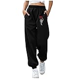 Jogger Damen-Hose, Mädchen mit Leggings, Skinny-Hose, Militärhose, warme elastische Taille, mit einfarbigem Druck, Herbst, Winter, (#003)rot, M