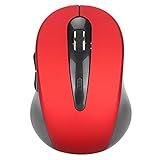 PUSOKEI BT5.0 Maus Kabellose Computermaus für PC mit 6 Tasten, 10 M Lange Übertragungsstrecke Mini-Vier-Wege-Scrollrad Optische Maus für Notebook-Tablet-PC(rot)