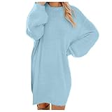 Pulloverkleid Damen Lang Elegant Oversize Frauen Einfarbig Rundhals Langarm Herbst Winter Warm Strickkleider Für Damen Knielang Lose Freizeitkleid GroßE GrößE Blusenkleid Winterkleid Sw