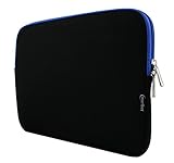 emartbuy Schwarz/Blau Wasserdicht Neopren weicher Reißverschluss Kasten Abdeckung mit Blau Interior & Zip Geeignet Für Trekstor SurfTab Twin 11.6 Full HD Volks Tablet 11.6 Inch (11.6-12.5 Inch)