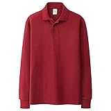 Polo Shirt Herren Revers Einfachheit Einfarbig Langarm Shirt Herren Loose Komfortabel Lassig Shirt Herren Frühling Herbst Work Täglich All-Match T-Shirt Herren F-Wine Red XL