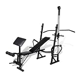 EBTOOLS Multifunktionale Fitness-Station, verstellbare Hantelbank, mit Beincurl, Brustgurt, niedrige Kabel, Transport bis zu 100 kg, 182 x 135 x 205