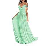 Eastbride Dünner Schulterträger V-Ausschnitt Chiffon A-Linie Partykleid,Mint Green,32