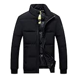 Finetyu Fleece Gefüttert Jacke Herren Warme Herbst Winter Übergangsjacke Retro Bomberjacke mit Stehkragen Casual Solide Reißverschluss Tasche Stehkragen Langarm Mantel Parkas Warmer M