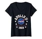 Damen NASA Apollo 11 Mission Insignia Logo vintage 1969 T-Shirt mit V