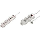 Hama Steckdosenleiste 6-Fach mit Schalter (Mehrfachsteckdose zur Wandmontage) weiß & Steckdosenleiste 3-Fach mit Schalter (Mehrfachsteckdose zur Wandmontage) weiß
