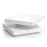 Vicco Couchtisch Elias 360° drehbar 70 x 70 x 34 cm Wohnzimmertisch Tisch (Weiß)