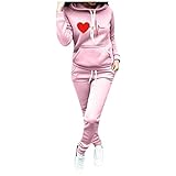 Sportanzüge Damen 2 Teilig Jogginganzug Trainingsanzug Sweatshirt Trainingshose Unisex Sportanzug Frauen Set Fitness Kapuzenpullover Hoodie Joggingsuit Einfarbig Freizeitanzug Outfit Sportbekleidung