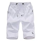 TIMEMEAN Shorts Herren Sommer Elastische Taille Baumwolle Fünf Cent Mit Gürtel Sport Kurze H