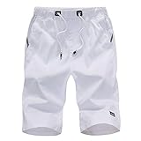 TIMEMEAN Shorts Herren Sommer Elastische Taille Baumwolle Fünf Cent Mit Gürtel Sport Kurze H