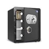 Tresore Schwere Stahltresore, feuerfest, wasserdicht und diebstahlsicherer Sicherheitsschrank, Home-Office-Schrank, mechanischer Passwort-Schließkasten, große Kapazität (Farbe : Schwarz) Nice g