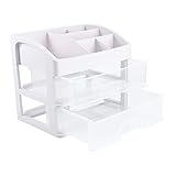 Cabilock Schreibtisch Veranstalter Multifunktions Desktop Organizer Schublade Typ Kosmetische Lagerung Box Make- Up Caddy Büro Liefert Halter für Schreibwaren Schmuck Haar Zubehör Weiß