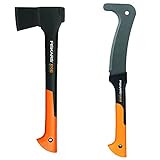 Fiskars Universalaxt, Inklusive Klingen- und Transportschutz, Länge 44 cm, Antihaftbeschichtet & Machete, 50,5 cm, Antihaftbeschichtet, Gehärtete Stahlklinge/Glasfaserverstärkter Kunststoffg