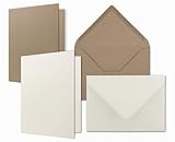 20x Kartenpaket DIN A6 / C6 in Naturweiß (Creme) und Cappiccino (Braun) - Faltkarten mit Falz A6 10,5 x 14,8 cm & Umschläge C6 11,4 x 16,2