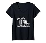 Damen Die Lina macht dat schon - lustiger Spruch T-Shirt mit V
