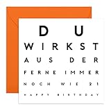 Central 23 - Lustige Geburtstagskarte – 'Du wirkst aus der Ferne' - Humorvolle Glückwunschkarte zum Geburtstag für Männer Frauen Ihn Sie - Mit witzigen Aufkleb