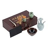 Yosoo Matcha-Teebesen-Set, 8-teiliges Japanisches Tee-Set mit Eleganter Geschenkbox Bambus-Schneebesenhalter Matcha-Grüntee-Pulver-Set(4)