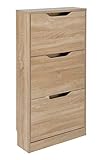 ts-ideen Schuhschrank Regal Schuhkipper Bad Flur Diele Standregal Eiche 3 Fächer ex