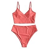 ZAFUL Damen Tankini-Set mit gerüschtem Badeanzug mit hoher Taille - Rot - XX-Larg