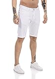 Redbridge Jeans-Shorts für Herren Kurze Hose Denim Freizeithose Chino Look Weiß W34