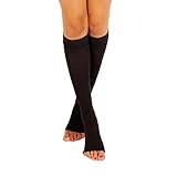 RIEMTEX Medizinisch abgestufte Kompressionsstrümpfe Klasse 2 CCL2 offene Spitze Waden Strümpfe Thrombosestrümpfe Damen u Herren Schwarz o. Beige (Größe 1, Schwarz)