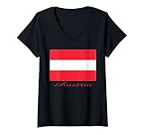 Damen Österreichische Flagge Souvenir T-Shirt mit V