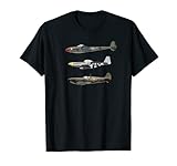 WW2 Fighter Planes RAF Spitfire P-41 P-38 Lightning Tee T-S