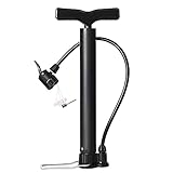 Fahrradluftpumpe Fahrrad Standpumpe mit Kompatibe mit Presta und Schrader Ventile - Mini Fahrrad Luftpumpe für alle Fahrräder / Ventile / Ball (Schwarz)