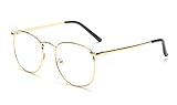 Unisex Metall Frame Beatles Retro Sixties Style Runde Metall Brillen Damen Herren Klare Linse B