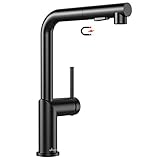 APPASO Wasserhahn Küche mit Brause, Küchenarmatur Ausziehbar, 360° Drehbar Mischbatterie mit 2 Strahlarten, Einhand-Spültischarmatur mit Magnet-Andocken für Küche/Wohnmobil | L-Förmig Matt Schw