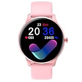 YPZ Smartwatch, Fitness Tracker Mit Eingehender Anruf Fitness Armbanduhr Mit Bluetooth IP68 Wasserdicht Sportuhr Schrittzähler Für Android Und Ios Smart Watch,Azure Blue(Cherry Blossom Pink)
