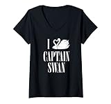 Damen Once Upon a Time Ich Herz Kapitän Swan T-Shirt mit V