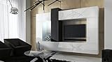 Furnitech Future C22 Modernes Wohnzimmer Wohnwand Wohnschrank Schrankwand Mediawand Möbel (LED RGB 16 Farben, 22_HG_BW_3)