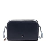 DUDU Umhängetasche Damen Klein aus Leder Doppelreißverschluss Brieftasche Handtasche Multipockets Navy