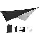 HXSD 2.9x2.9m Markise wasserdichte Tarp Zelt Schatten Ultralight Garten Baldachin Sonnenschirm Outdoor Camping Hängematte Rain Fly Beach Sonnenunterkunft,Schw