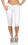 ONLY Damen Capri Jeans Shorts Rain Knickers Hose Knielang 15138896 White M