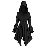 Briskorry Mittelalter Gothic Kleid Damen Übergröße Einfarbig Festliches Abendkleider Swing Mode Partykleid 1950er Cocktailkleid Gebunden Taille Verbandkleid Blusenk