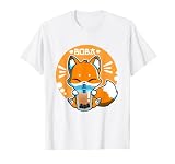 Boba Fox Trinkender Kawaii Japanischer Fuchs Bubble Milk Tea Boba T-S