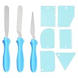GmeDhc Kuchenschaber Set, 3 Stück Winkelpalette Edelstahl Fondant und 6 Stück Plastik Fondant Schaber, Cake Scraper, Tortenschaber für Fondant, Torte Backen DIY und Kuchen Dekorieren, B